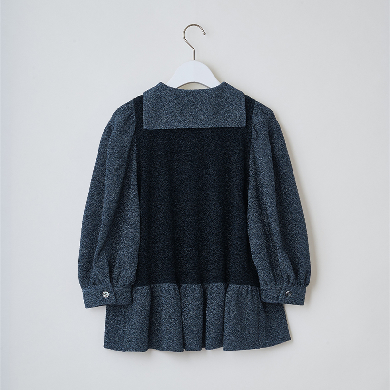 【RADIO EVA"THE 30"】C017 Half Zip Shiny Blouse by naokitomizuka/NAVY NAVY 34