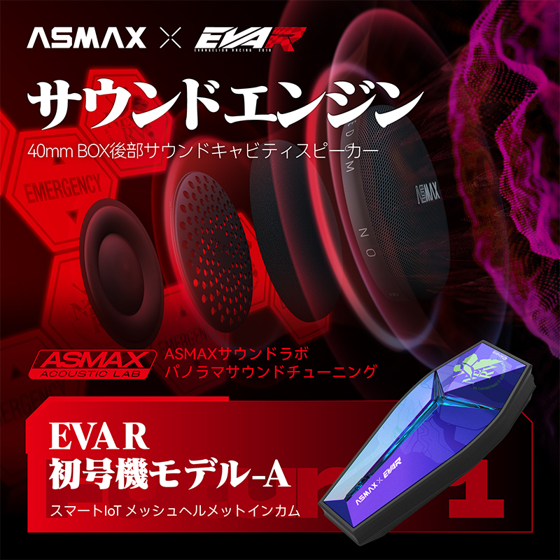 【ASMAX x EVA RACING】Future 1 インカム EVA R 2号機-B レッド/オレンジ(カスタムジャパン)