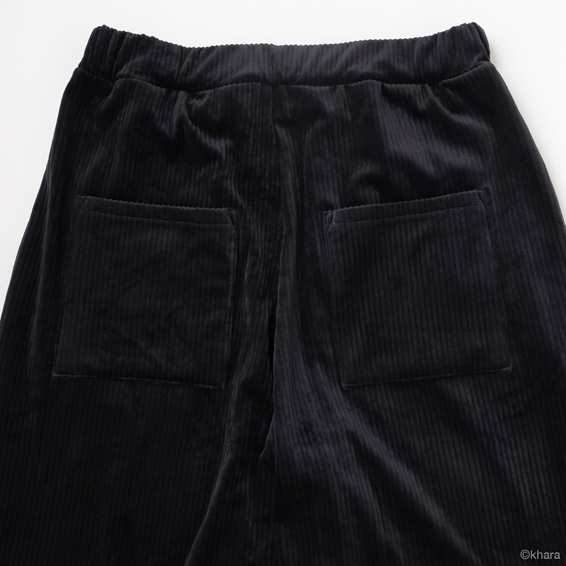 RADIO EVA A344 EVA-01 Flower Embroidery Corduroy Pants/BLACK BLACK Small