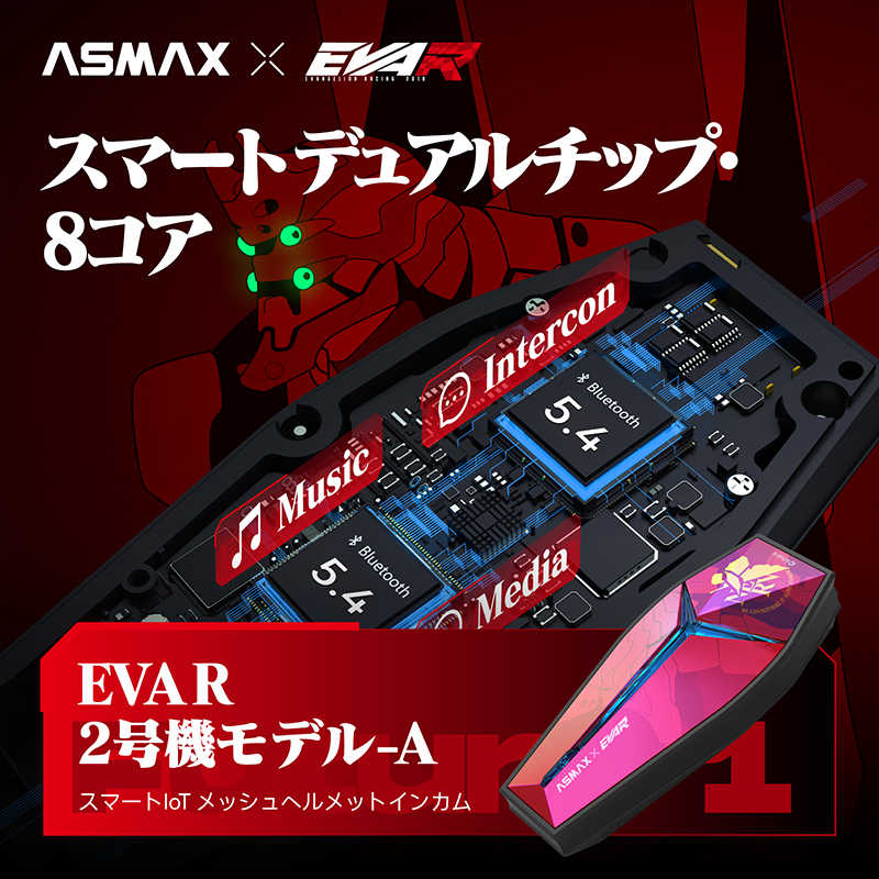【ASMAX x EVA RACING】Future 1 インカム EVA R 初号機-B パープル/グリーン(カスタムジャパン)