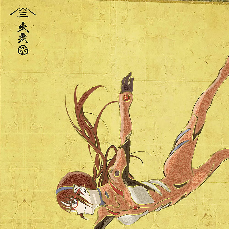 【受注生産品】エヴァ浮世絵屏風「EVANGELION風神雷神図屏風」風神図:8号機/マリ(版三)