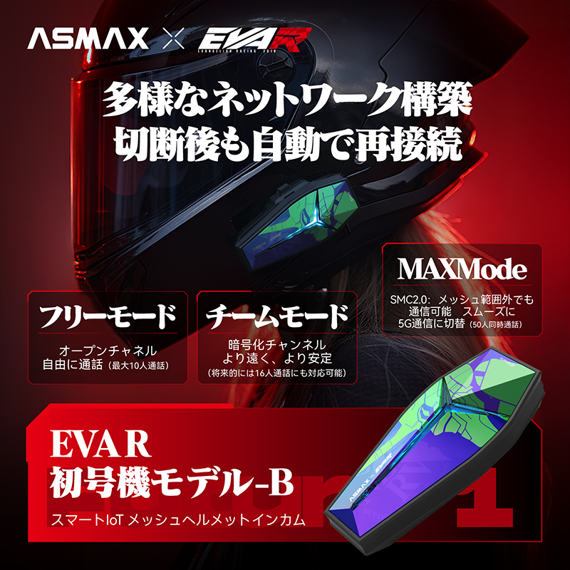 【ASMAX x EVA RACING】Future 1 インカム EVA R 初号機-B パープル/グリーン(カスタムジャパン)