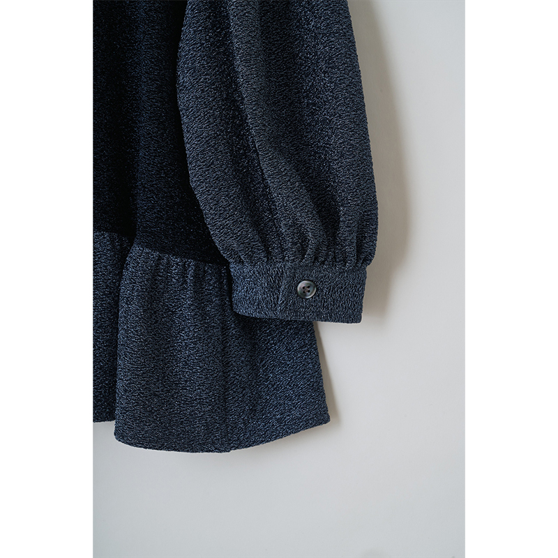 【RADIO EVA"THE 30"】C017 Half Zip Shiny Blouse by naokitomizuka/NAVY NAVY 34