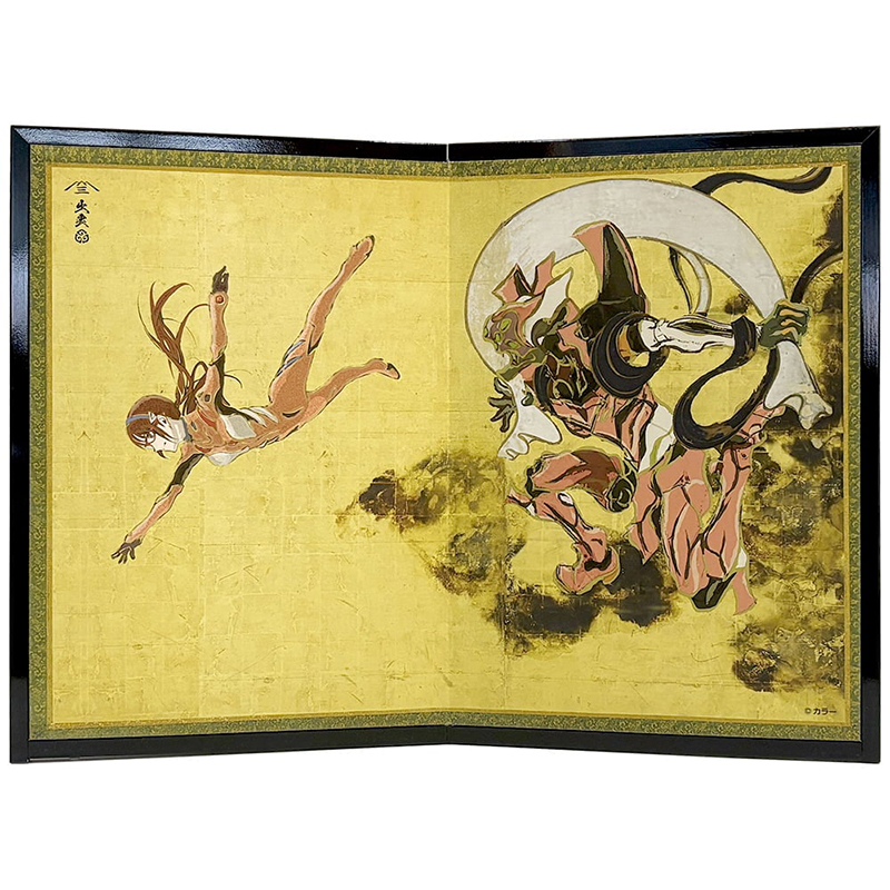 【受注生産品】エヴァ浮世絵屏風「EVANGELION風神雷神図屏風」風神図:8号機/マリ(版三)