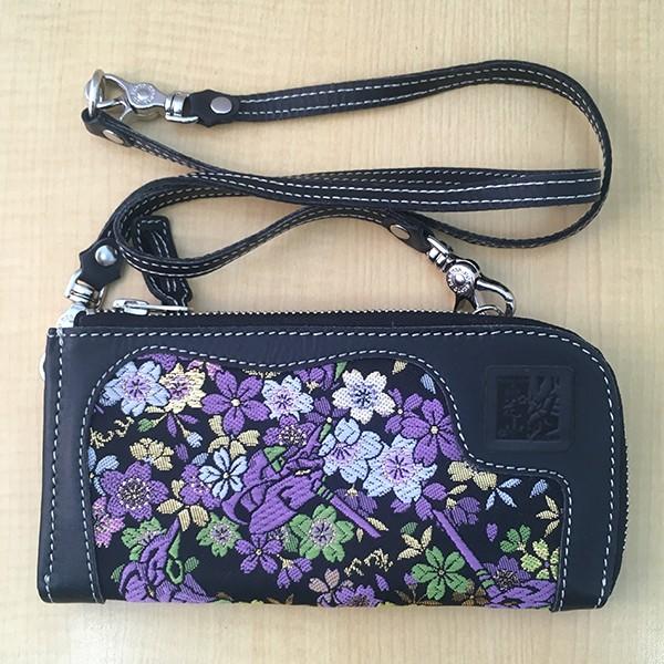 EVA STOREオリジナル【花山ｘEVA】金襴織物初号機柄レザースマートフォンウォレット