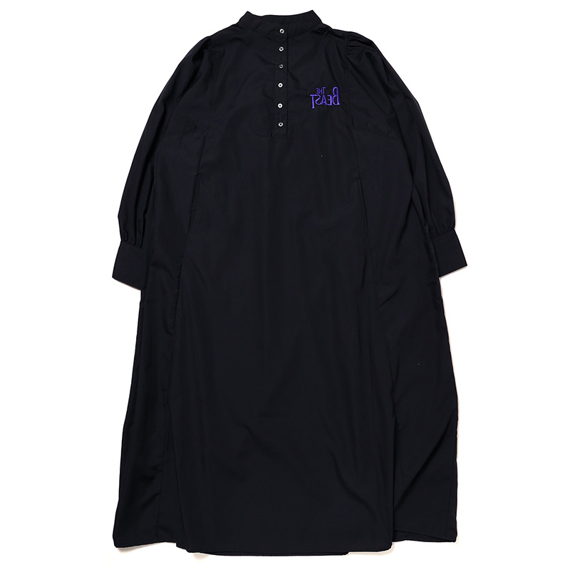 【FLOWER by RADIO EVA 061】THE BEAST Embroidery Maxi Shirt Dress/BLACK
