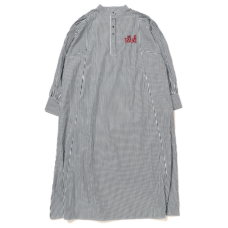 【FLOWER by RADIO EVA 061】THE BEAST Embroidery Maxi Shirt Dress/BLACK ST