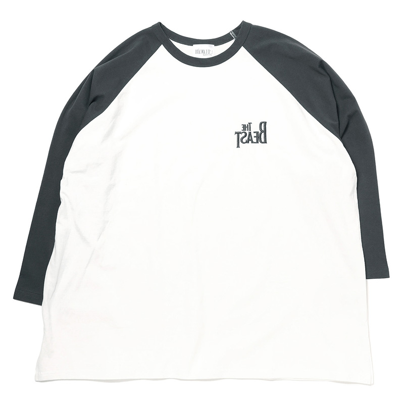【FLOWER by RADIO EVA 064】THE BEAST Embroidery Raglan Cutsew/CHARCOAL