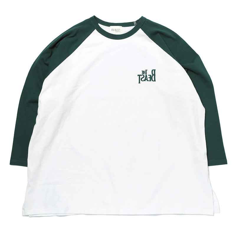 【FLOWER by RADIO EVA 064】THE BEAST Embroidery Raglan Cutsew/GREEN