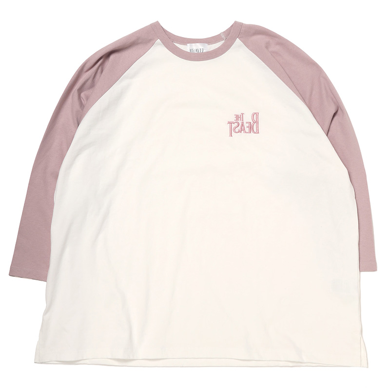 【FLOWER by RADIO EVA 064】THE BEAST Embroidery Raglan Cutsew/PINK