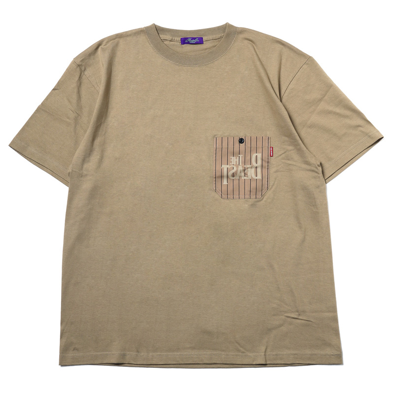 RADIO EVA 816 THE BEAST STRIPE POCKET T-Shirt/BEIGE