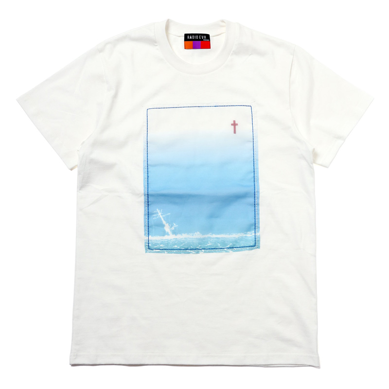RADIO EVA 847 波打際 Organdy T-Shirts/WHITE（BLUE）