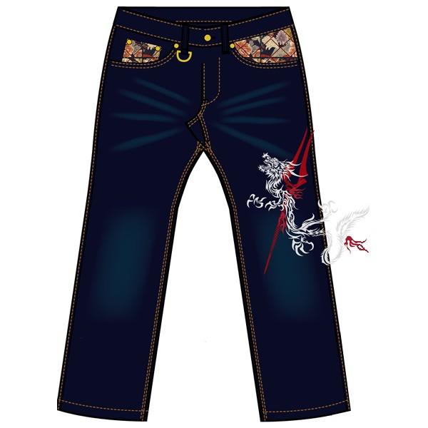 EVA×錦 槍と龍＆リリス 総刺繍デニムパンツ