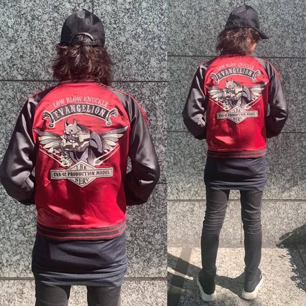 【EVAｘLOW BLOW KNUCKLE】ウィング２号機 総刺繍スカジャン/ワインレッド