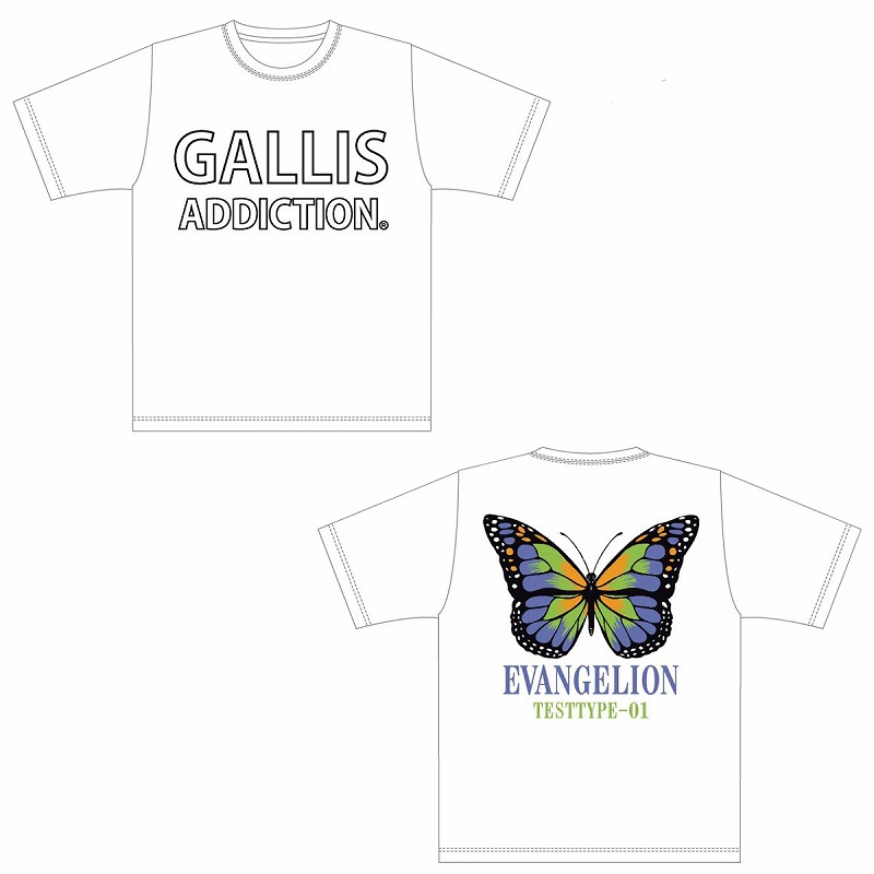 【EVA x GALLIS ADDICTION】ButterflyTシャツ/白/M
