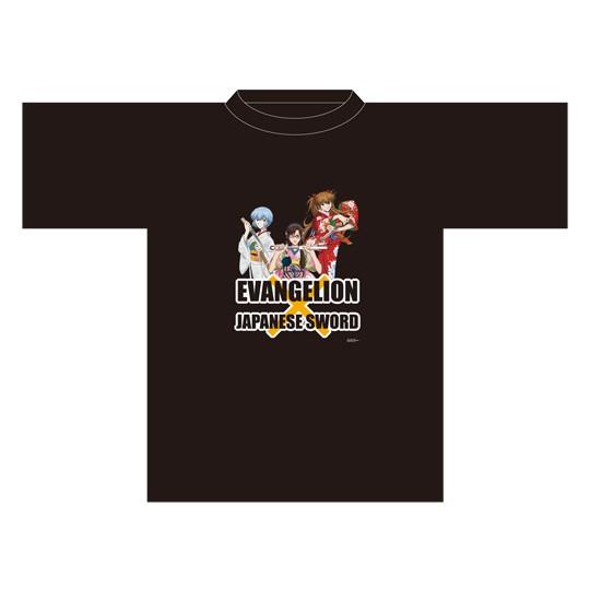 「ヱヴァンゲリヲンと日本刀展」 Ｔシャツ　キービジュアルNEW三人娘　黒