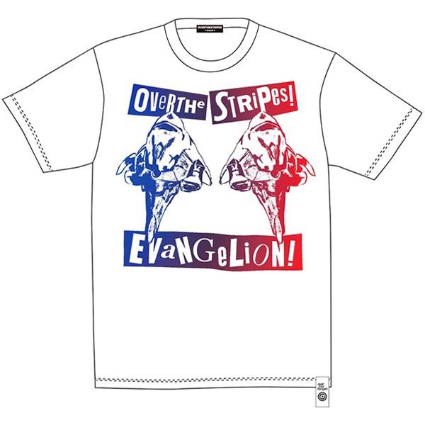 EVA×OVER THE STRiPES　初号機ツインヘッドTシャツ/ブルー×レッド/