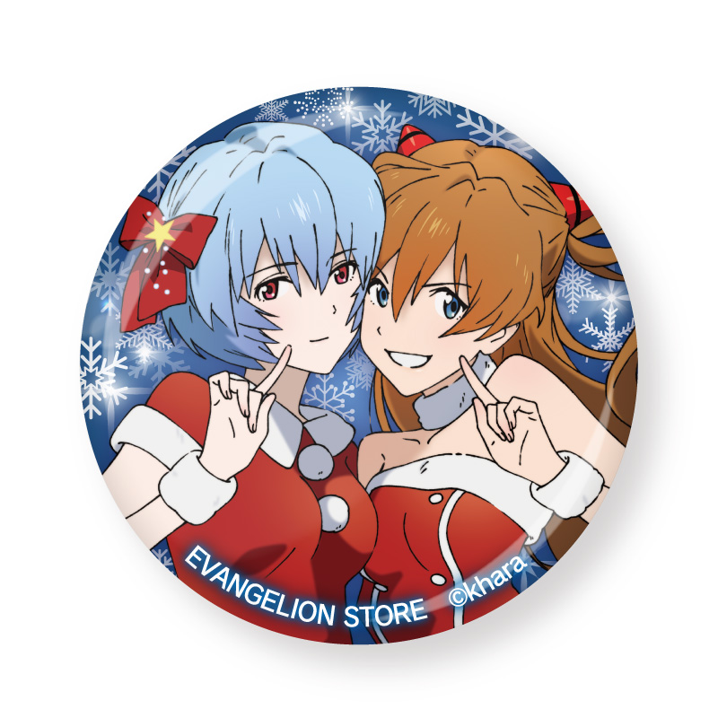 EVA STOREオリジナル クリスマスイラスト:レイ＆アスカ/缶バッチ [お届け予定：2025年12月上旬]