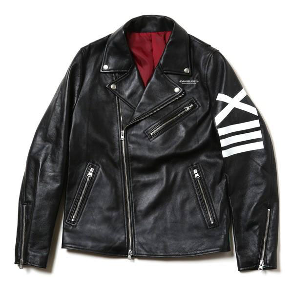 RADIO EVA 634 EVANGELION XIII Leather Riders Jacketブラック