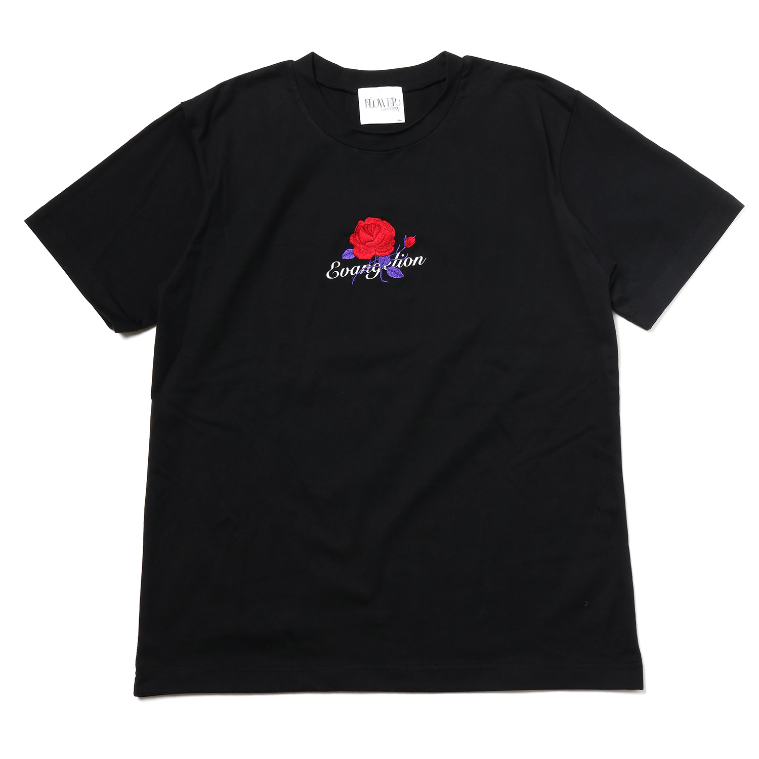 【FLOWER by RADIO EVA 028】EVA-01 Flower Embroidery T-Shirt/BLACK（初号機覚醒ローズ）