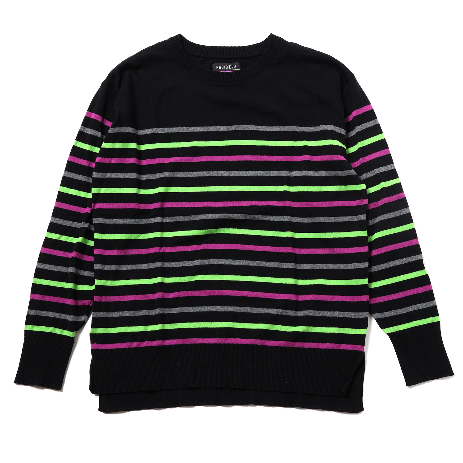RADIO EVA 786 EVANGELION BORDER KNIT/GRAY×GREEN×PURPLE