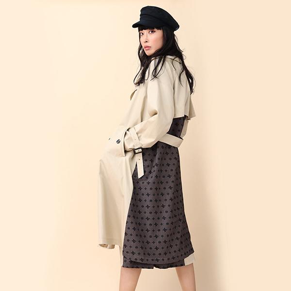 【FLOWER by RADIO EVA 039】Check on EVA Trench Coat/BEIGE