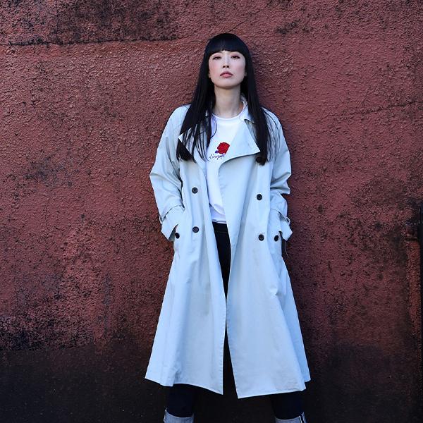 【FLOWER by RADIO EVA 039】Check on EVA Trench Coat/LIGHT BLUE