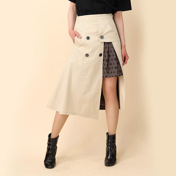 【FLOWER by RADIO EVA 040】Check on EVA Trench Skirt/BEIGE
