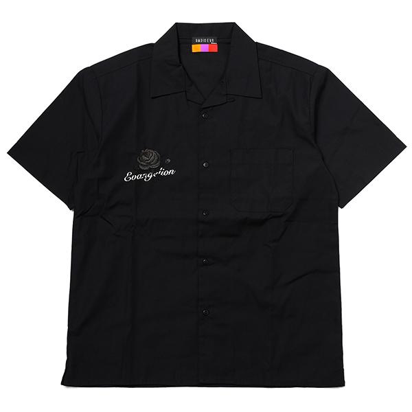RADIO EVA 822 EVA-01 Flower Embroidery SHORT SLEEVE SHIRT BLACK EDITION