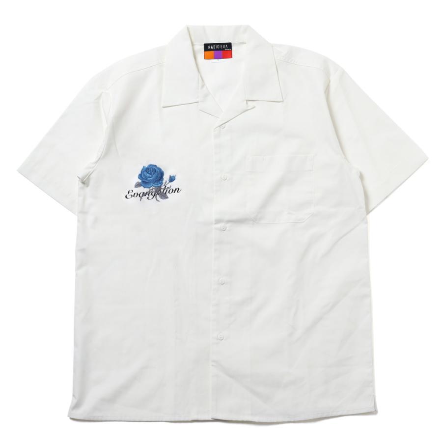 RADIO EVA 822 EVA-01 Flower Embroidery SHORT SLEEVE SHIRT WHITE EDITION