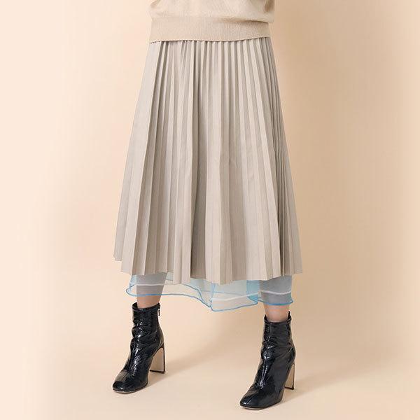 【FLOWER by RADIO EVA 046】EVANGELION Fake Leather Pleated Skirt/OFF-WHITE
