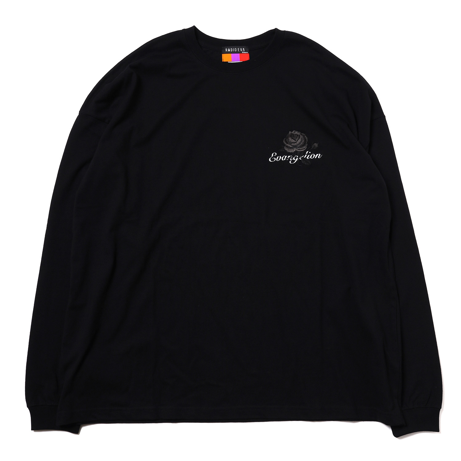 RADIO EVA 898 EVANGELION Flower Embroidery Cutsew/BLACK