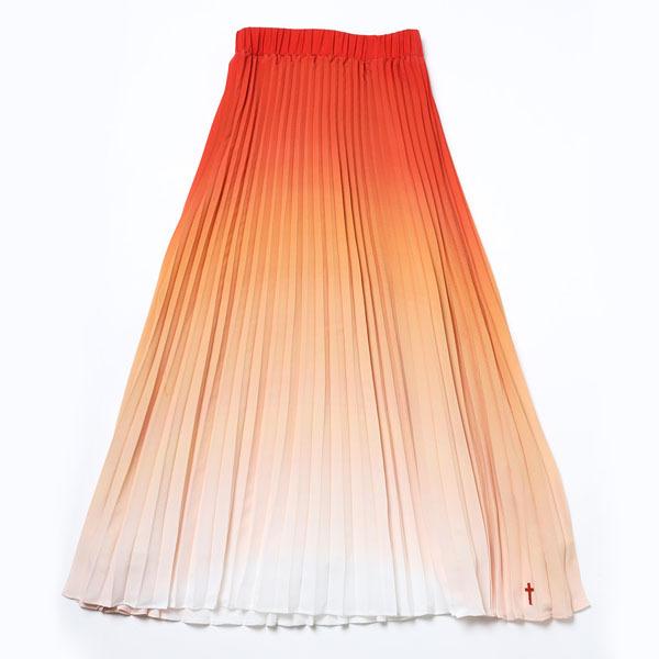 【FLOWER by RADIO EVA 048】The Beach Gradation Pleated Skirt/ORANGE