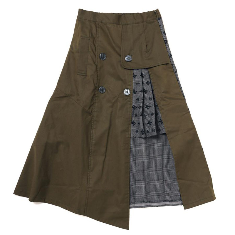 【FLOWER by RADIO EVA 040】Check on EVA Trench Skirt/OLIVE