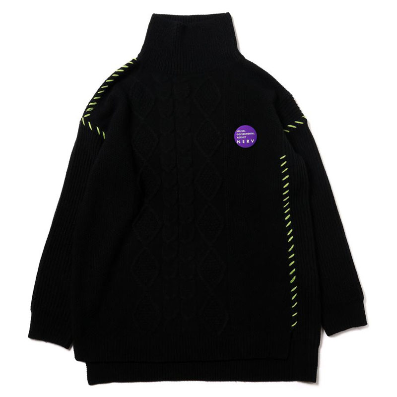 RADIO EVA A028 EVANGELION Hand Stitch Turtleneck Knit/BLACK