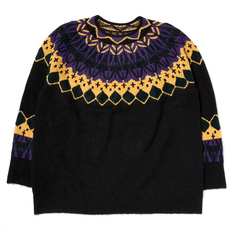 RADIO EVA A144 EVANGELION Nordic Pattern Knit/BLACK(PURPLE)