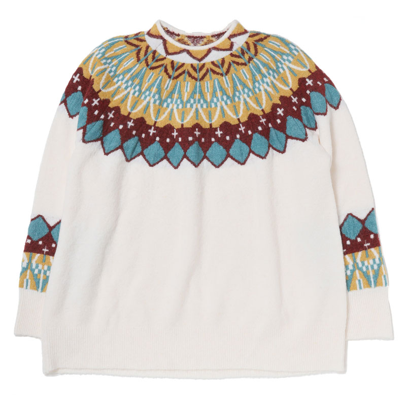 RADIO EVA A144 EVANGELION Nordic Pattern Knit/WHITE(BLUE)