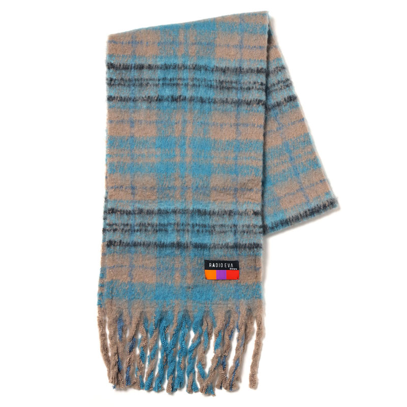 RADIO EVA A158 EVANGELION Fuzzy Check Muffler /BLUE