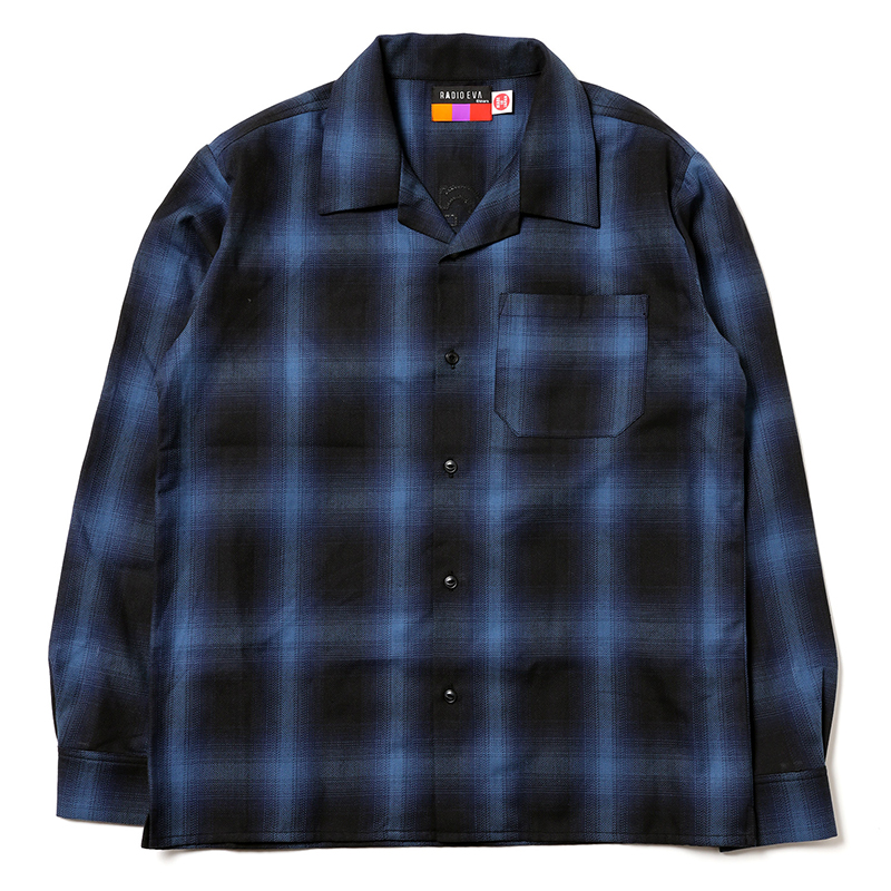 RADIO EVA A189 Longinus OPEN NECKED OMBRE CHECKED SHIRTS /BLUE