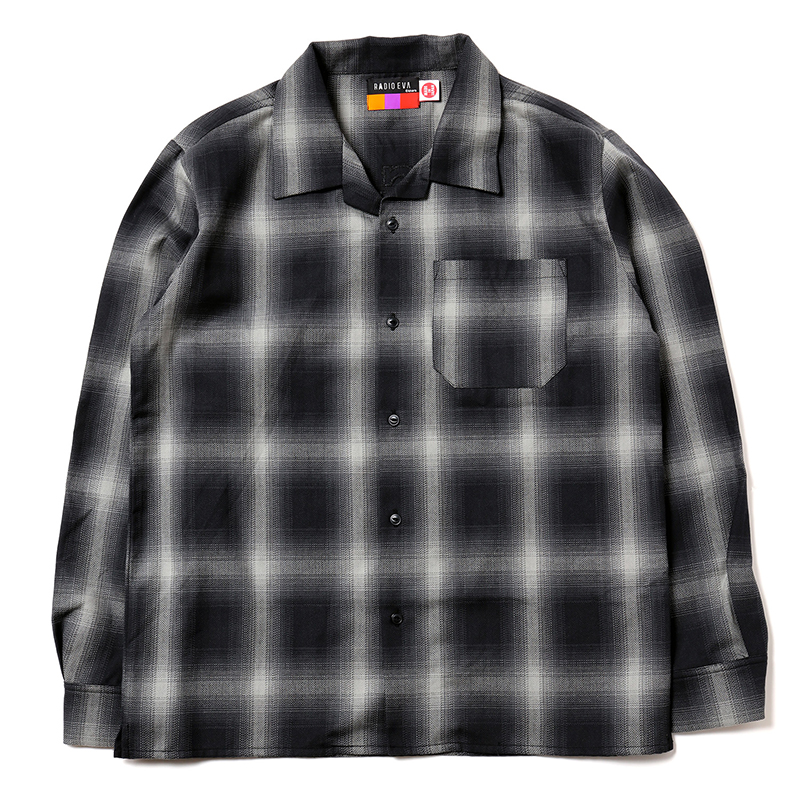 RADIO EVA A189 Longinus OPEN NECKED OMBRE CHECKED SHIRTS /WHITE