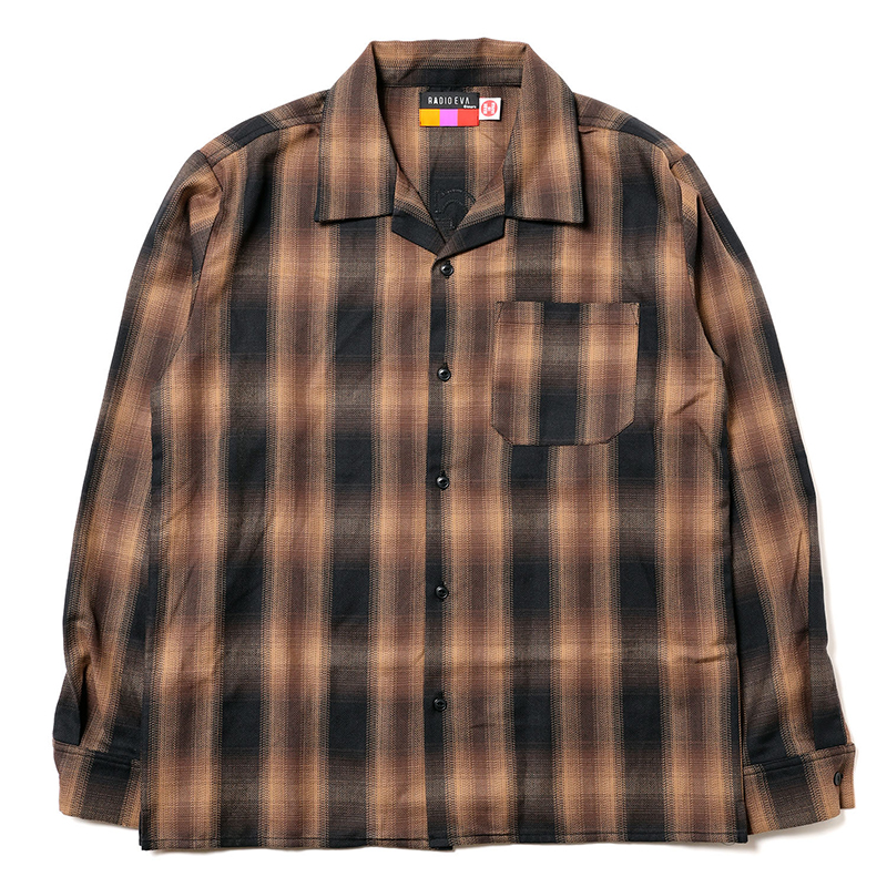 RADIO EVA A189 Longinus OPEN NECKED OMBRE CHECKED SHIRTS /BROWN