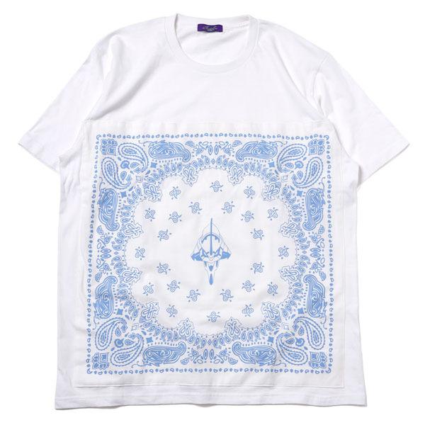 RADIO EVA 771 EVA-01 PAISLEYS BANDANA T-Shirt/WHITE×LIGHT BLUE