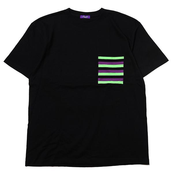 RADIO EVA 817 EVANGELION BORDER POCKET T-Shirt/BLACK（EVA-01）