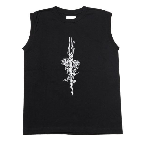 【FLOWER by RADIO EVA 049】Longinus Rose Sleeveless T-shirt/BLACK（MONO）
