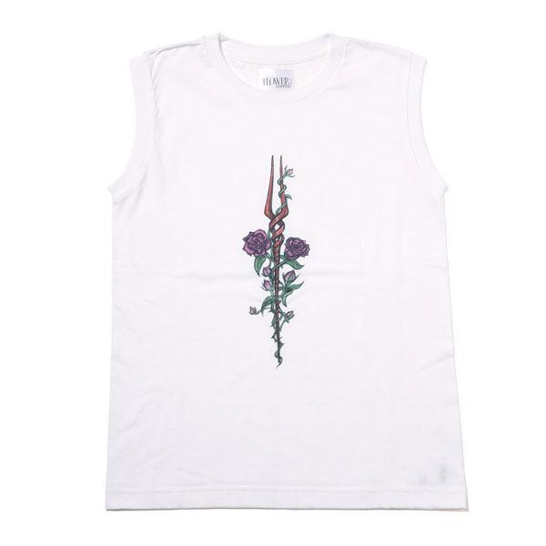 【FLOWER by RADIO EVA 049】Longinus Rose Sleeveless T-shirt/WHITE（COLOR）