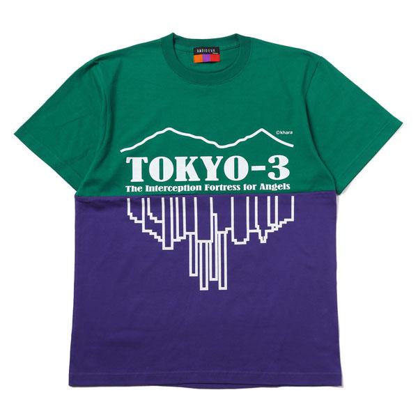 RADIO EVA A026 TOKYO-3 2Tone T-Shirt β/GREEN×PURPLE