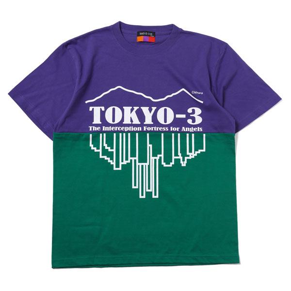 RADIO EVA A026 TOKYO-3 2Tone T-Shirt β/PURPLE×GREEN