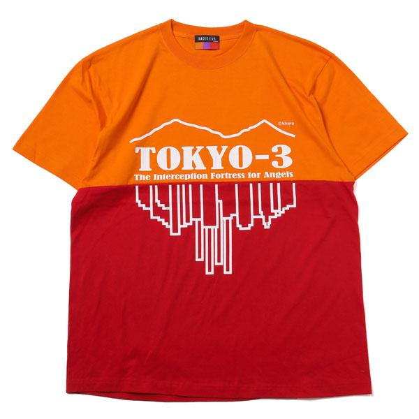 RADIO EVA A026 TOKYO-3 2Tone T-Shirt β/ORANGE×RED