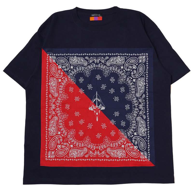 RADIO EVA A208 EVA-01 PAISLEYS 2TONE BANDANNA T-Shirt/NAVY