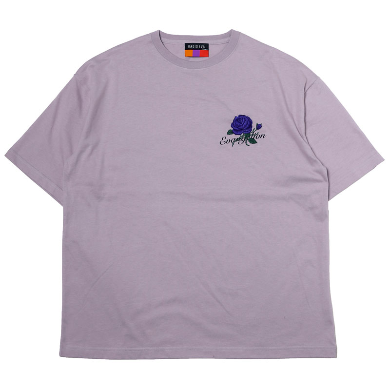 RADIO EVA A224 EVA-01 Flower Embroidery T-Shirt β/LAVENDER×PURPLE